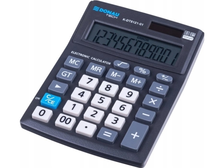 Donau Tech Office Calculator, 12-Stellige Anzeige, Maße 137X101x30mm, Schwarz