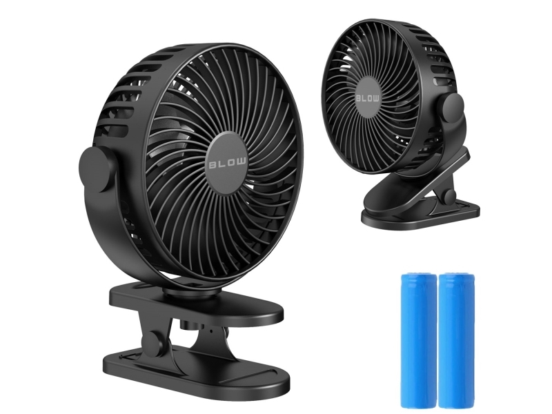 Blow 44-505# Skrivbordsfläkt med klämma 15cm usb+batteri svart | Uppvärmningsanordningar | GameStuff