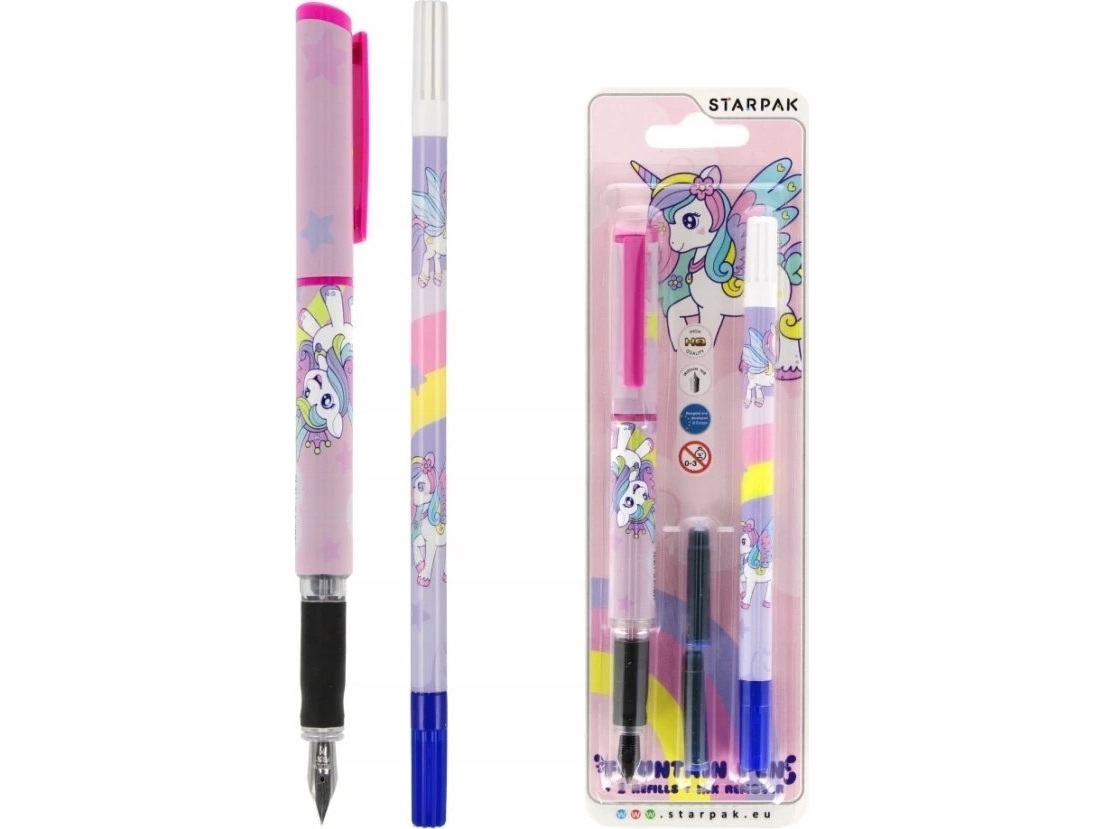 Fountain Pen With Cartridges And Eraser Unicorn Starpak 536851