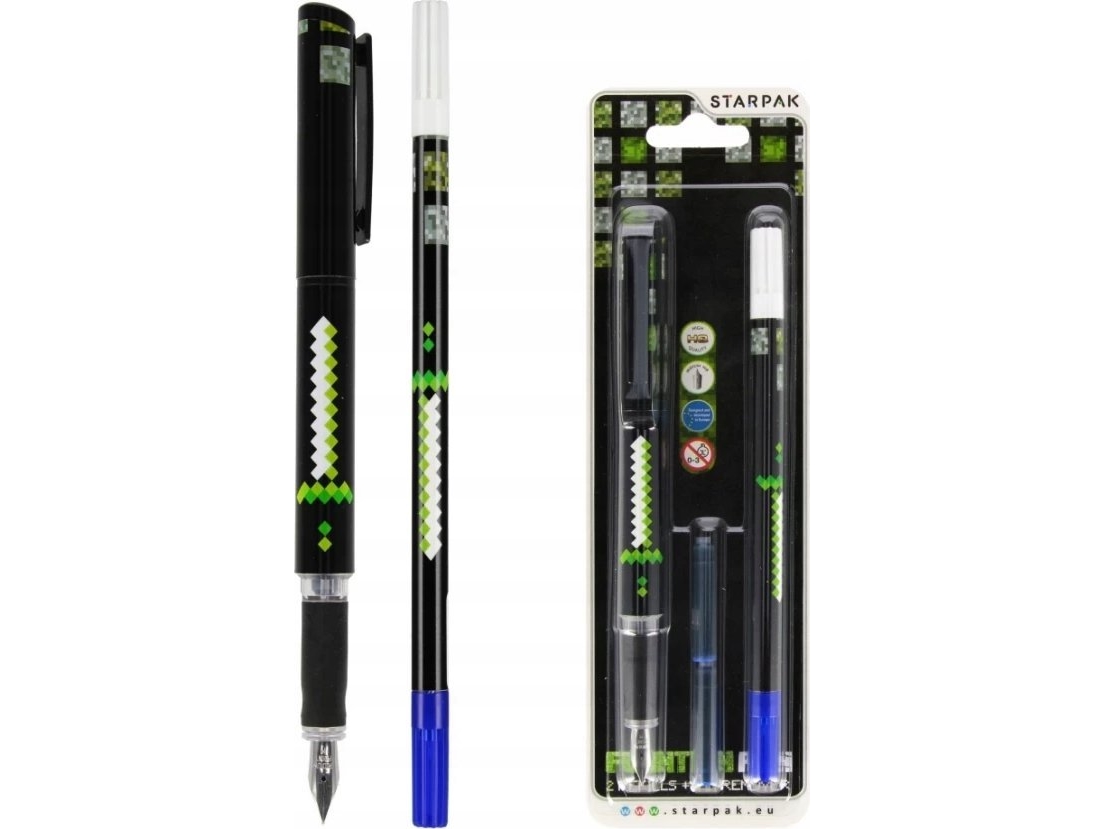 Fountain Pen With Cartridges And Eraser Pixel Starpak 536854