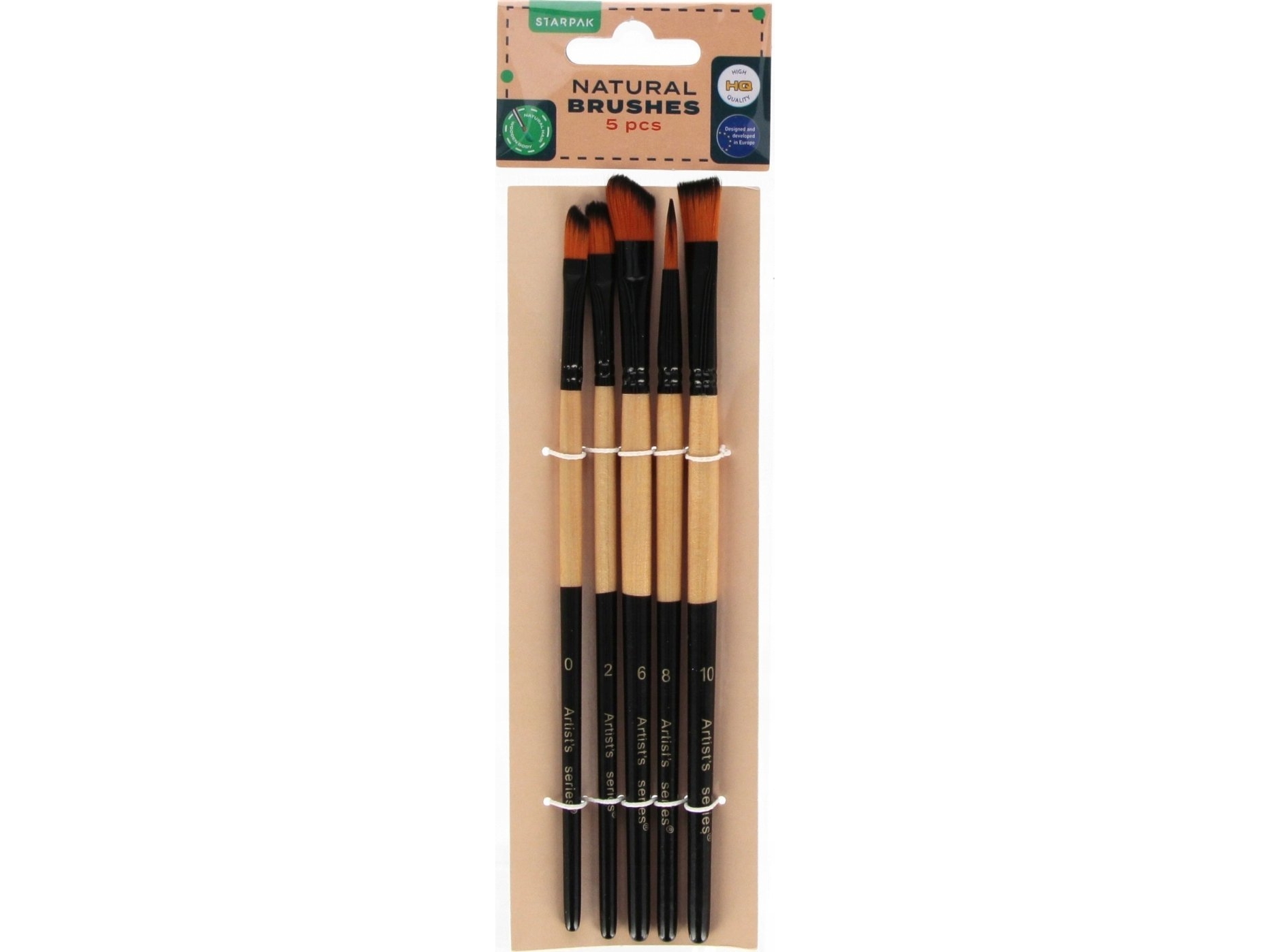 Starpak skolsæt med penslar 5 delar natur (12/96) | Skola & Hobby - Konstmaterial - Borstar | GameStuff