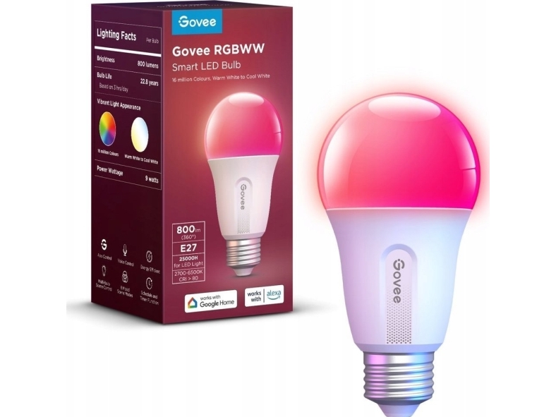 Govee Smart Color E27-pre, 800lm, Bluetooth, WiFi