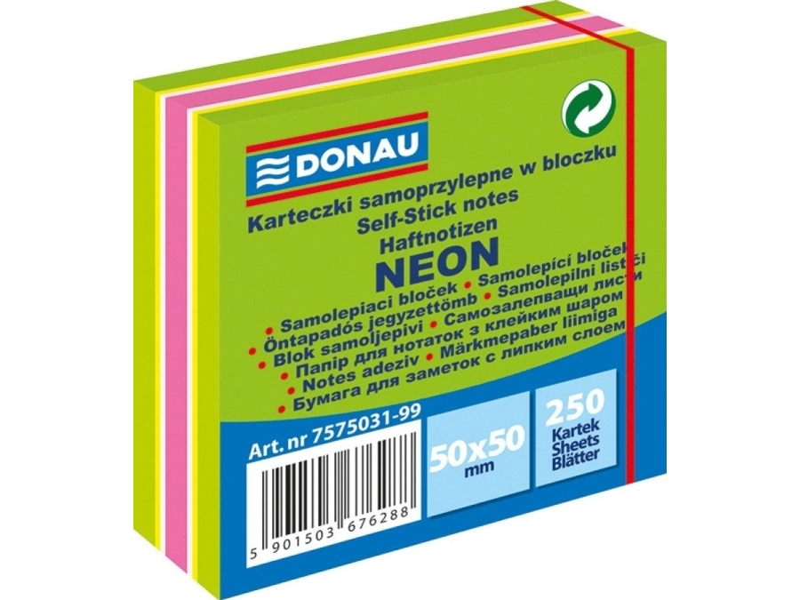 Donau selvklæbende klæbepude, DONAU, 50X50MM, 1X250K, GRØN- MIX NEON-PASTEL 7575031PL-99