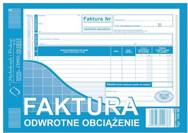 Michalczyk & Prokop Faktura VAT A5 omvendt udfyldning 109-3E