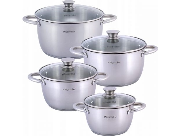 Kamille Kochtopf-Set Aus Edelstahl 8-Teilig