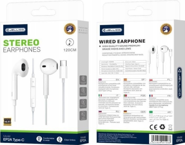 Jellico Kabelgebundene In-Ear-Kopfhörer Ep2a Usb-C Mit Mikrofon 1,2 M Weiß
