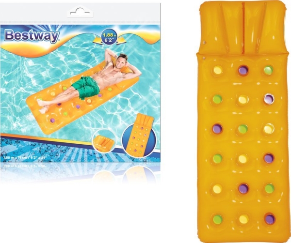 Bestway Uppblåsbar badmadrass Gul 188 x 71 cm Bestway 43014 | Trädgården - Pools & Vatten spel - Badvingar & badringar | GameStuff