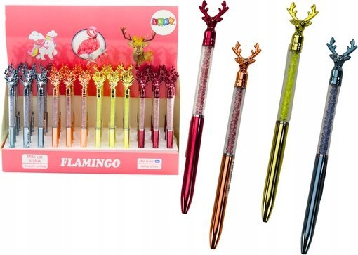 LeanToys kuglepen med hjorte diamantstykker blå/sort refill 0,7 mm mix