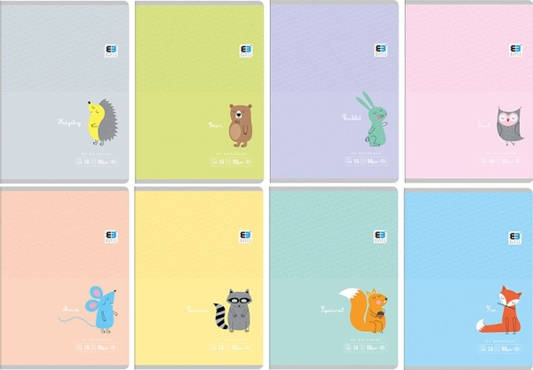 Noster Notizbuch A5/16= Farblinie Schwarz&Ampblau Kinder Pastell