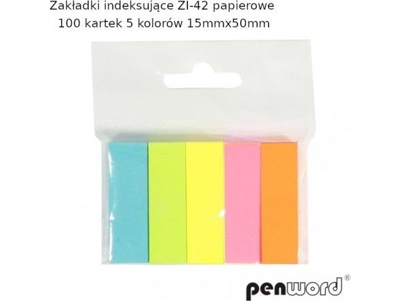 PENWORD indeksfaner ZI-42 papir 100.000 stk 5 farver 15 mm x 50 mm Penword TARGI