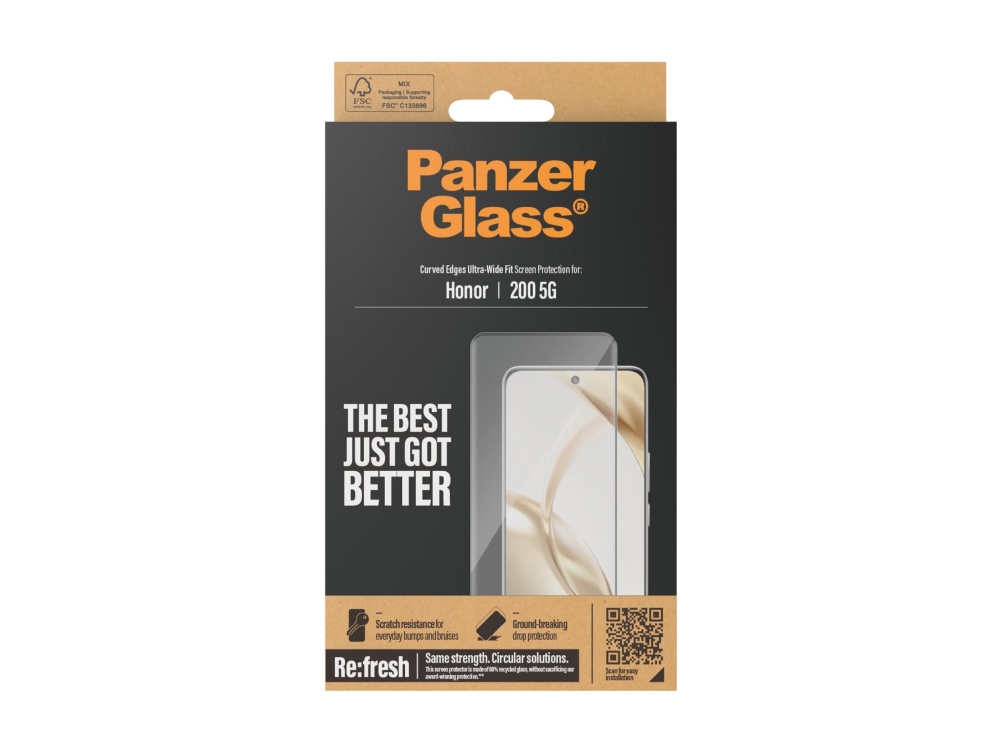 PanzerGlass - Skärmskydd för mobiltelefon - ultra-bred passform, böjda kanter - glas - ramfärg svart - för Honor 200 | Datorer & Surfplattor - Tillbehör till surfplattor - Covers & Väskor | GameStuff