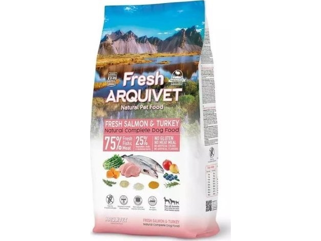 Arquivet Frischer Lachs Mit Pute - Halbfeuchtes Hundefutter - 2,5Kg