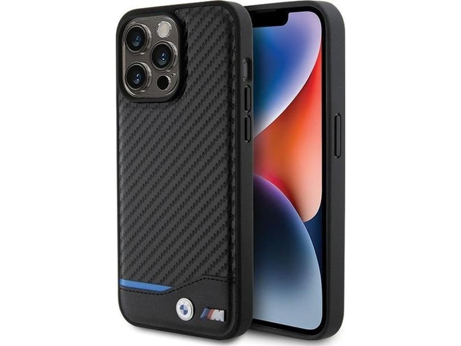 Hurtel Bmw Lædercarbon-Cover Til Iphone 15 Pro Max - Sort