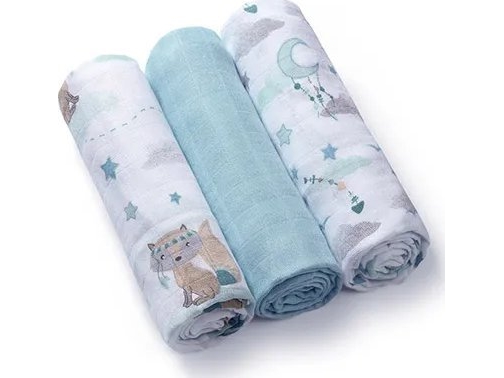 Baby Ono BabyOno vystyklai bambukiniai 3 vnt mėlyni 397/12