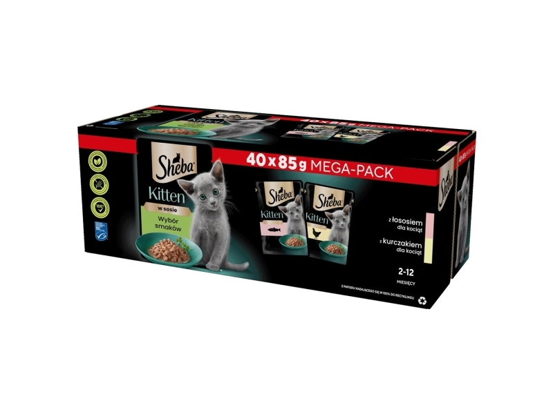 Sheba Sheba Wet Kitten Food udvalg af smagsvarianter i sauce 85 g x 40 stk