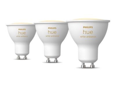 Philips Hue White Ambiance - Led-Spotlight - Gu10 - 4.2 W - Klass E - Varmt Till Kallt Vitt Ljus - 2200-6500 K (Paket Om 3)