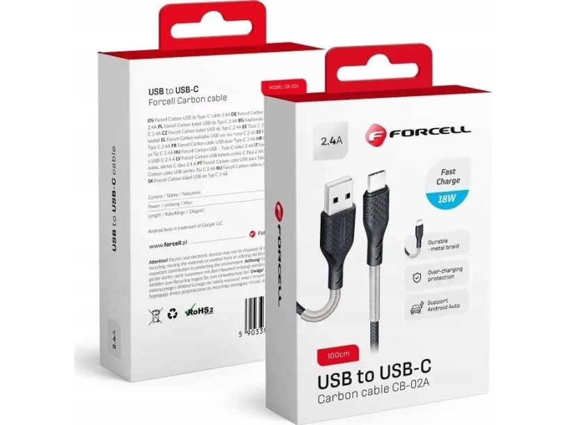Usb-Kabel Til Forcell Usb-A - Usb-C 1 M Sort