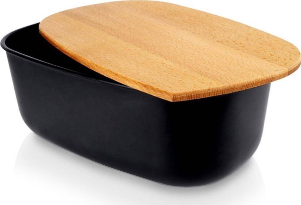 Vilde Duonos dėžutė su lenta juoda 39x23,5x15,5 cm