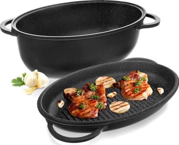 Orion Oval Granitt Stekepanne For Baking Og Steking Grillpanne 2In1 10 L Grande