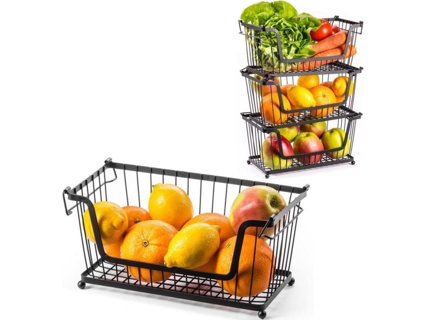 Tadar Metalfrugtkurv Sort Til Owoce Warzywa 2-Etagers 31X17,5X15,5 Cm