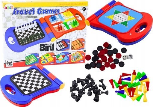 Leantoys Rejsespil 8I1 Skak Dam Ludo Triktrak Kinesisk Slanger Og Stiger