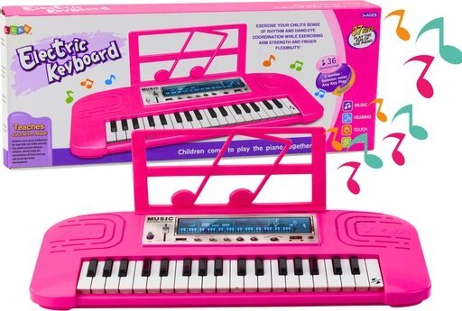 Lean Toys Elektroninis fortepijonas vaikams su 37 klavišais ir 36 melodijomis, rožinis