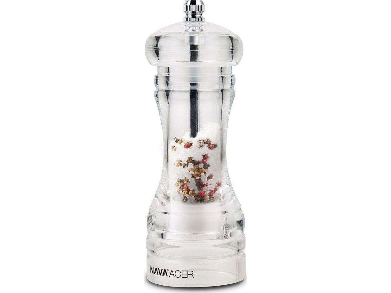 NAVA Kryddkvarn Genomskinlig akrylkvarn för malning av kryddor peppar salt 14 cm | Köksutrustning - Köksredskap - Salt & Pepparkvarnar | GameStuff