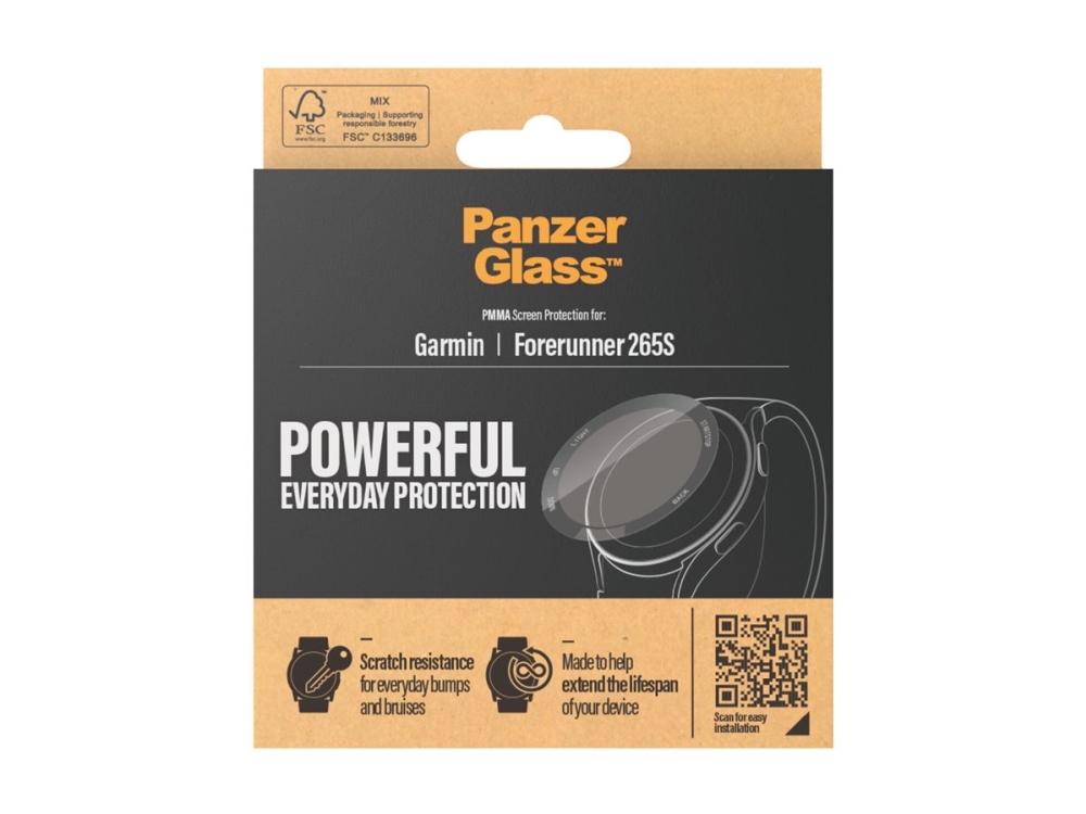 Panzerglass Skarmskydd För Smart Klocka Glas Ramfarg Svart För Garmin Forerunner 265s