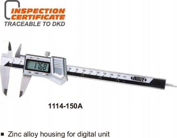 Insize Slide 150 Digits 6 Sq Etui Zinc /Cert.