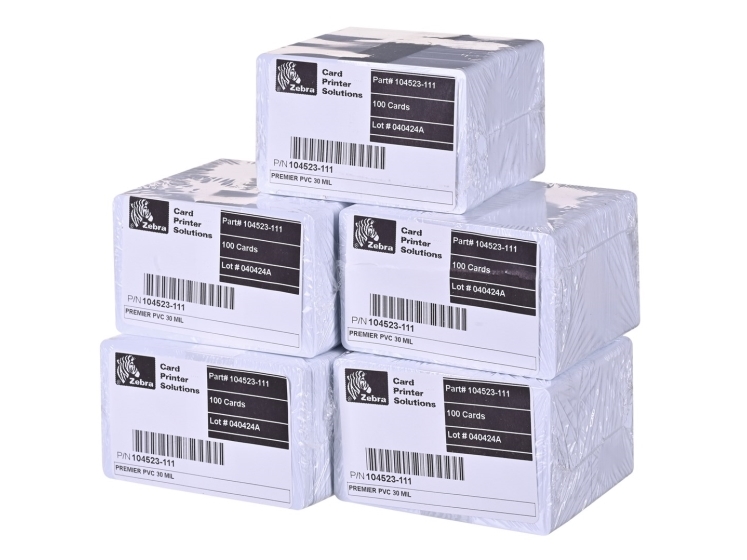 Zebra - Polyvinylchlorid (Pvc) - Weiß - Cr-80 Karte (85,6 X 54 Mm) 500 Stück Karten - Für Zebra P100i, P110i, P110m, P120i, P330i, P330m, P430i Zxp S