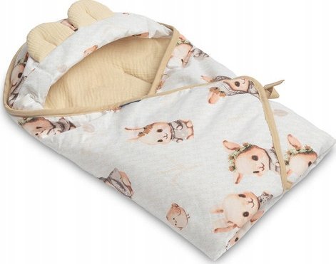 Sensillo babysvøb i muslin til Autostol - kanin beige