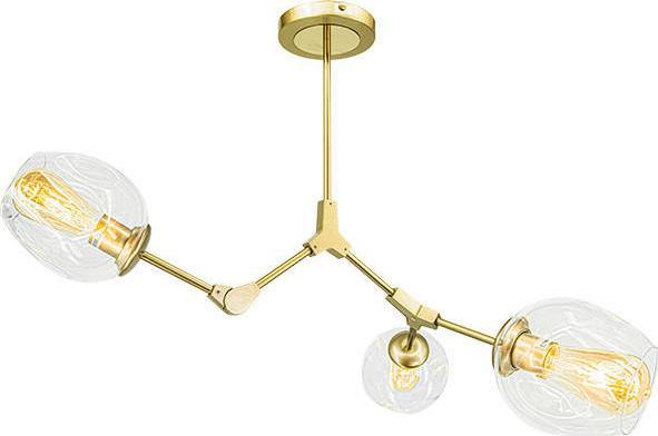 Mdeco Regulerbar Pendellampe Lampa Elm1962/3 Gold-Tr Mdeco Glas Modernistisk Kemi Guld Gennemsigtig