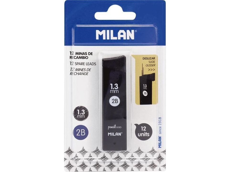 Milan Graphite 2B 1,3 Mm For Milan Automatic Pencils 12 Pcs Blister