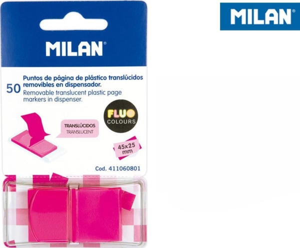 Milano TRANSPARENTA INDEX MILAN FLUO PINK 45 X 25 MM, 50 st. | Papper & Emballage - Block & Post-It - Post-it | GameStuff