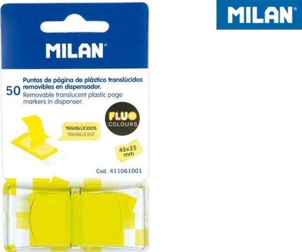 Milan indextabbar transparent MILAN FLUO ZÓLTE 45 x 25 mm 50 st | Papper & Emballage - Block & Post-It - Post-it | GameStuff