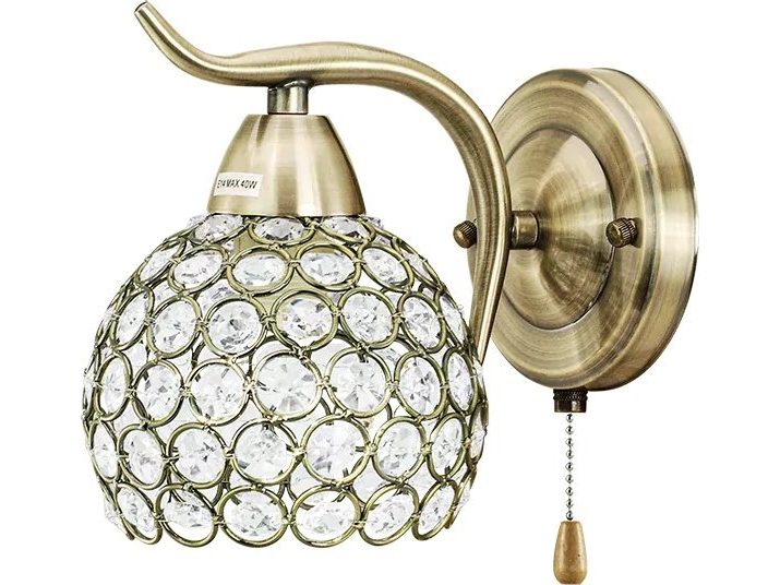 Mdeco Palace Glamour Vägglampa Elm8707/1 21Qg Med Strömbrytare Mässing