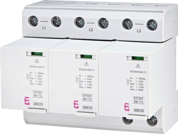 Eti Overspændingsbeskytter T1, T2 (B, C) - Uden Driftsstrøm Etitec Sm T12 300/25 3+0