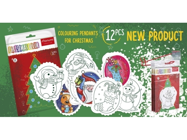 Jokomisiada set med 12 julgranskulor kartongfärgläggningar för barn | Julen - För julgranen - Julgransdekorationer | GameStuff