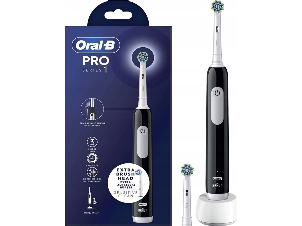 Oral-B Pro Series 1, Voksen, Elektrisk Tandbørste, Sort, Hvid, 2 Min, Sort, Rund
