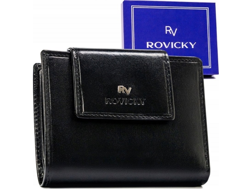 Rovicky læderpung med trykknap og RFID - Rovicky NoSize