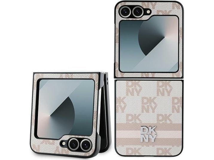 Dkny Dkhczf6pcptssp Hülle Für Z Flip6 F741 Pink Mit Karomuster Bedruckten Streifen