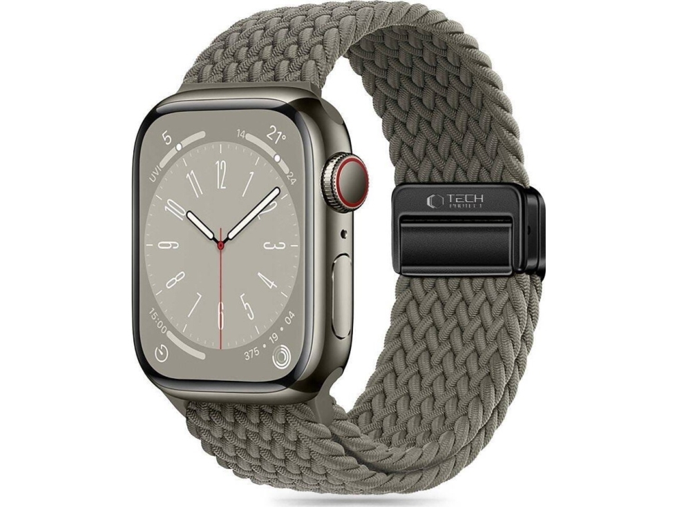 Tech-Protect Pasek Do Apple Watch 4 / 5 / 6 / 7 / 8 / 9 / Se / Ultra 1 / 2 (42 / 44 / 45 / 49 Mm) Tech-Protect Nylonmag Olive Szare