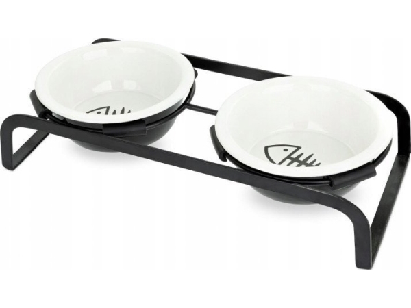 Barry King BARRY KING 2 skåle i keramik + kattefod i metal 12 cm