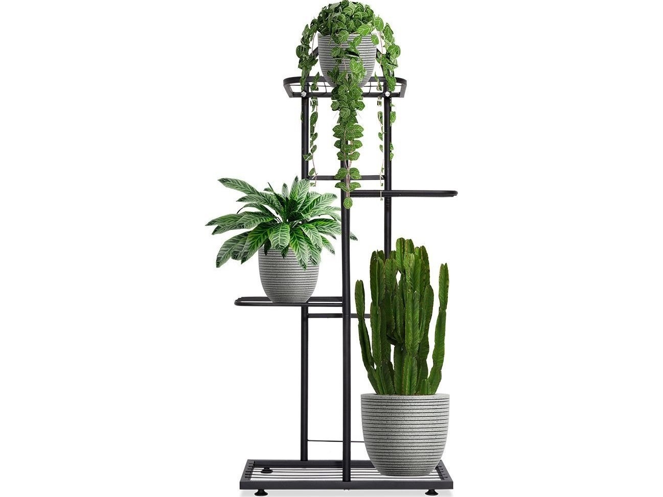 Vilde 4-etagers metalblomsterkrukkeholder sort 92 cm