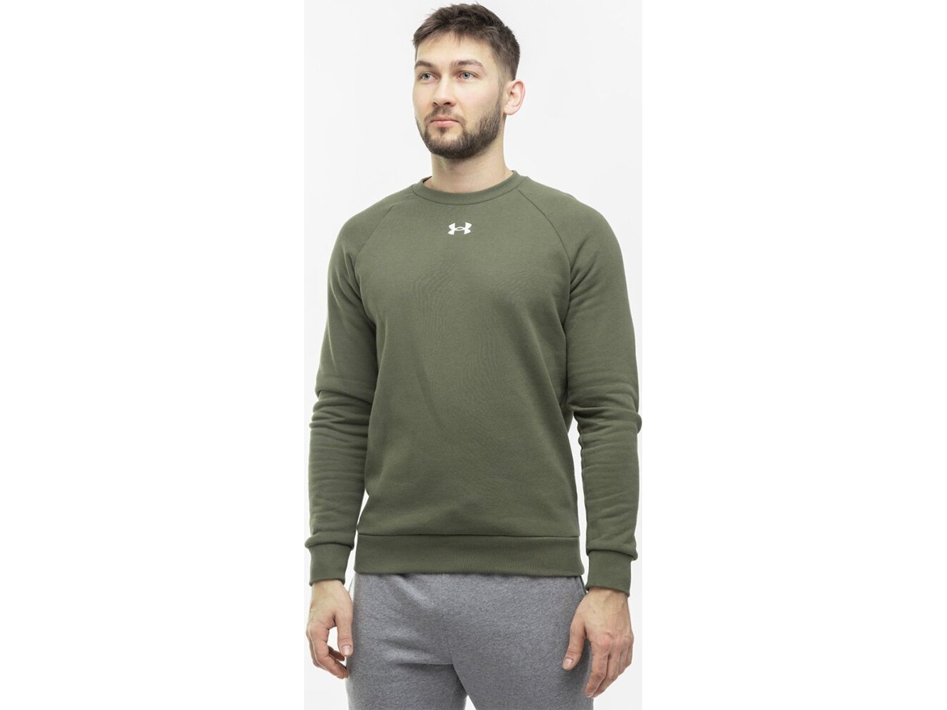 Under Armour Bluza Męska Under Armour Rival Fleece Crew Khaki 1379755 390 2Xl