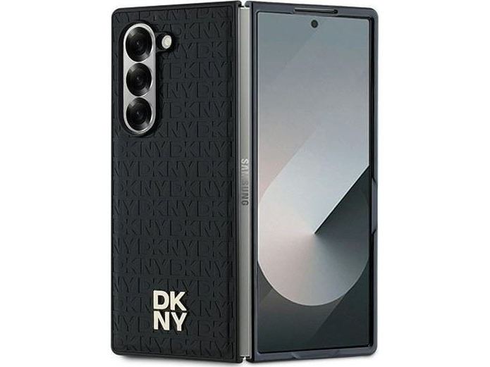 Dkny Pu Leder Repeat Muster Stack Logo Magsafe Samsung Galaxy Z Fold6 Dėklas Telefonui Juodos Spalvos