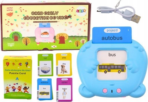 Lean Toys Mokomasis planšetinis kompiuteris 224 žodžiai mėlynas