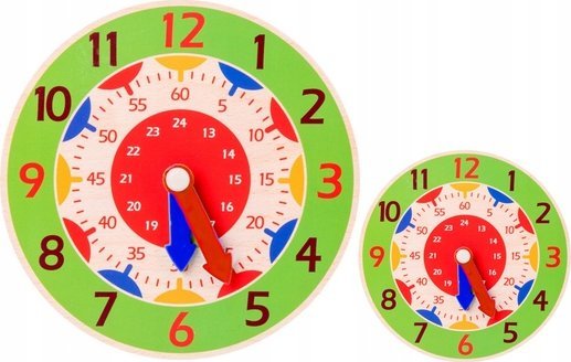 LeanToys tr&auml;klocka &ndash; l&auml;rande klocka (timmar, minuter, sekunder), gr&ouml;n
