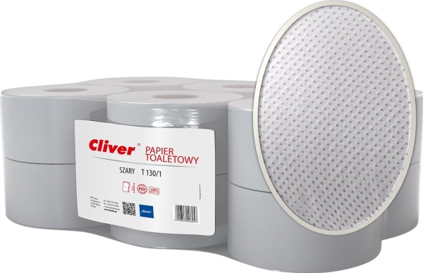 Cliver Toiletpapir 130 M 1-Lags Grå (12)