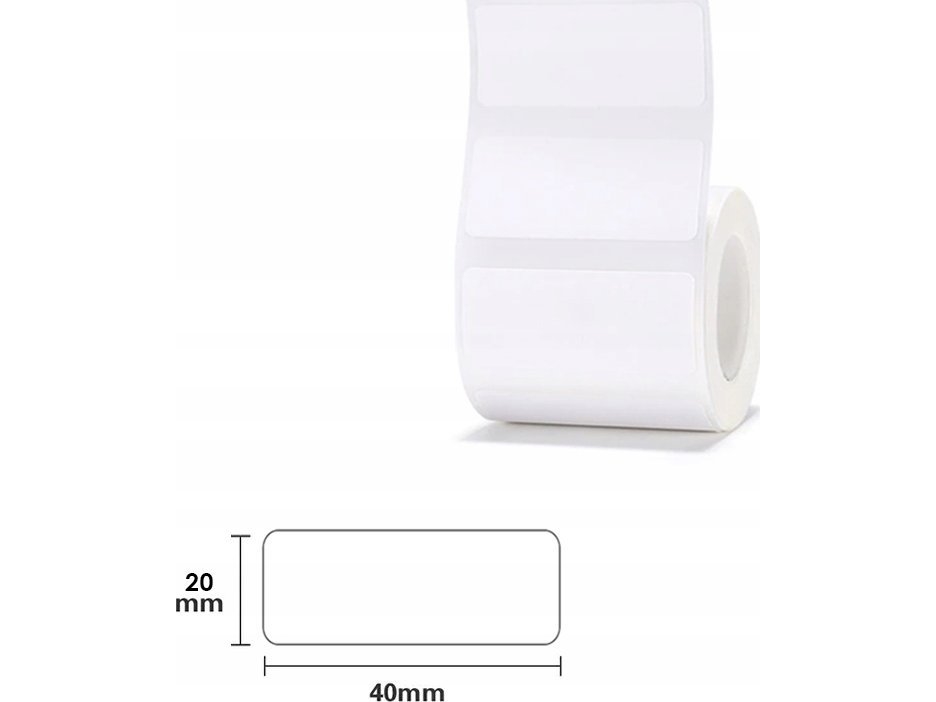 Niimbot etiketės R 40x20mm 320vnt baltos, skirtos B21, B21S, B3, B1S